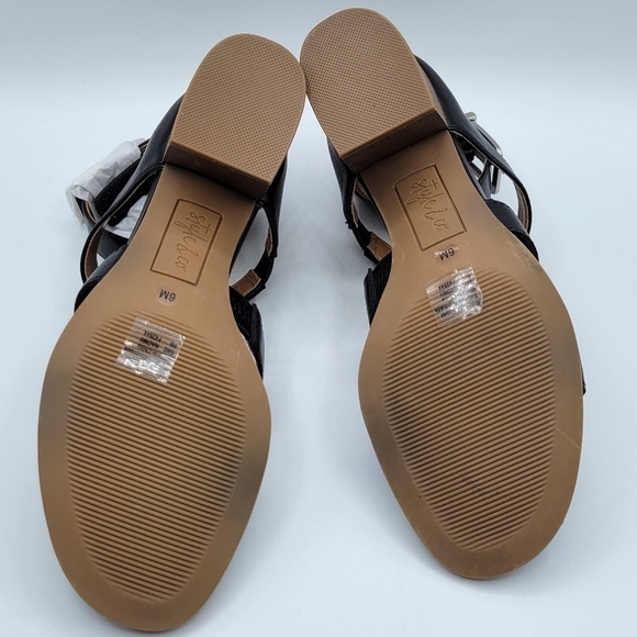 Style & Co Naomi Block Heel Open Toe Black Sandals 6 - Picture 6 of 9